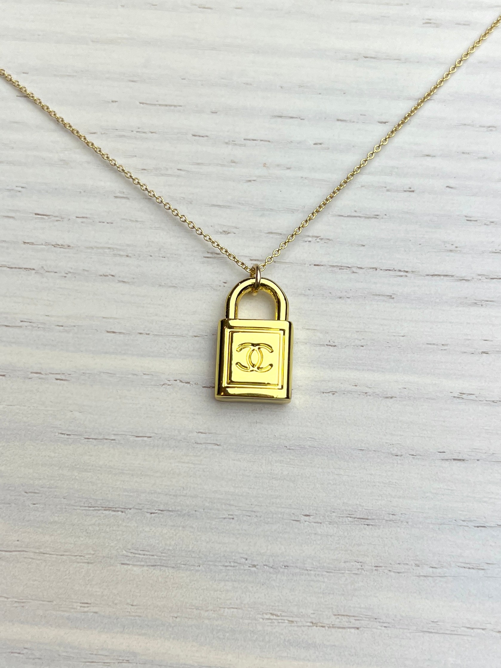 image of Repurposed CC Lock Necklace Gold