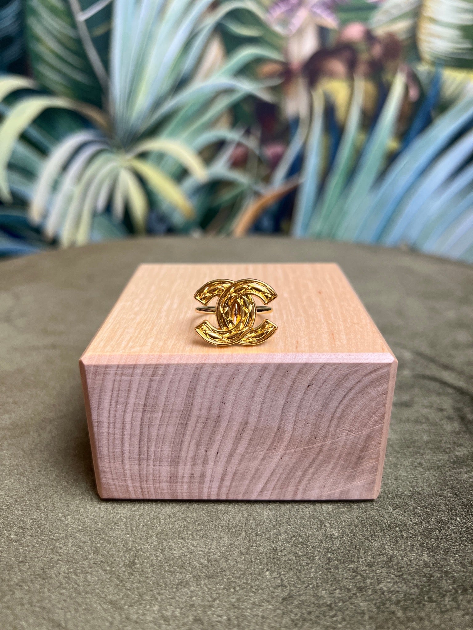 Image of Repurposed CC Logo Ring Quilted/Gold