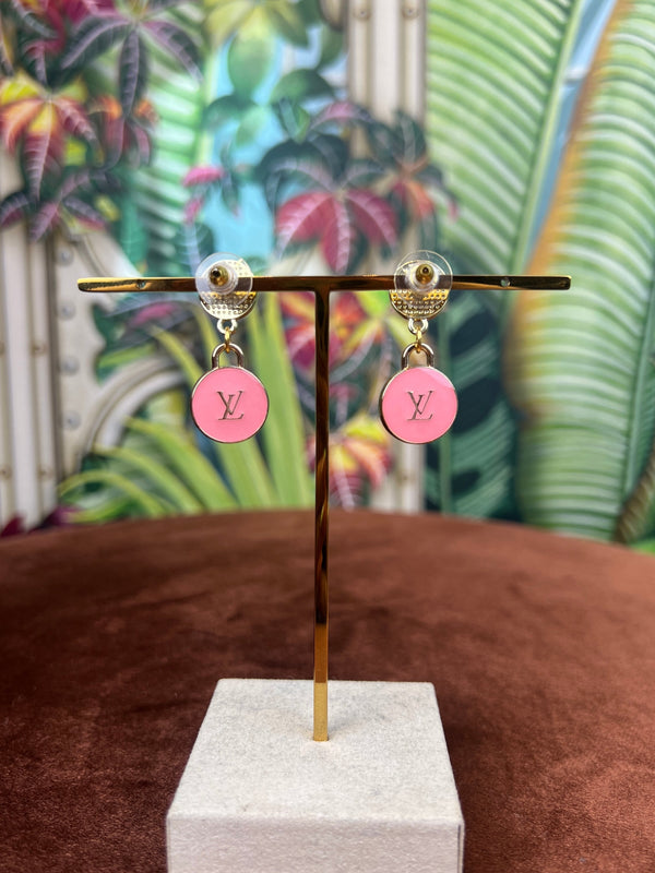 Repurposed LV pearl earrings bright pink – A Piece Lux