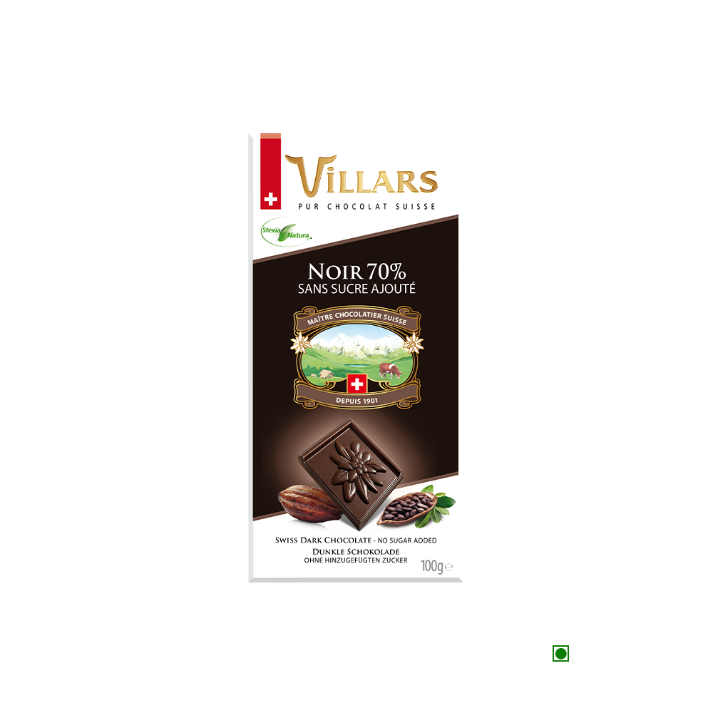 Villars Dark Chocolate Sugar Free 70% Bar 100g