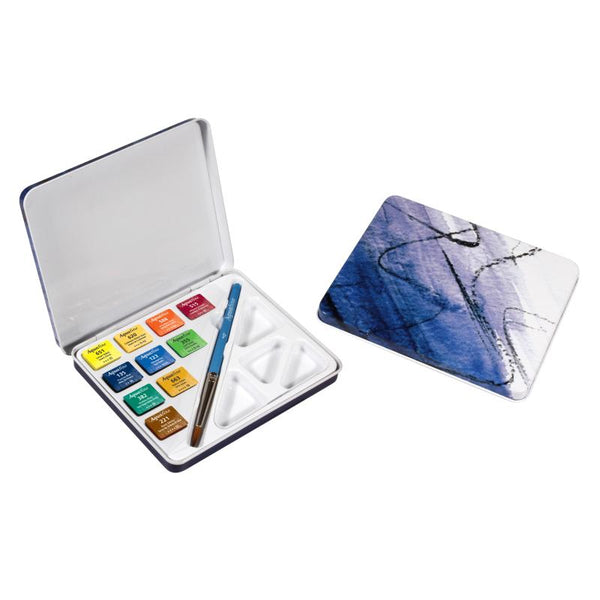 Daler-Rowney Aquafine 12 Whole Pan Travel Watercolor Set