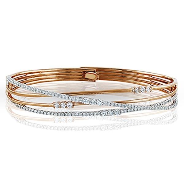 Simon G. "Embraceable" Rose Gold Multi-Layer Diamond Wave Bangle