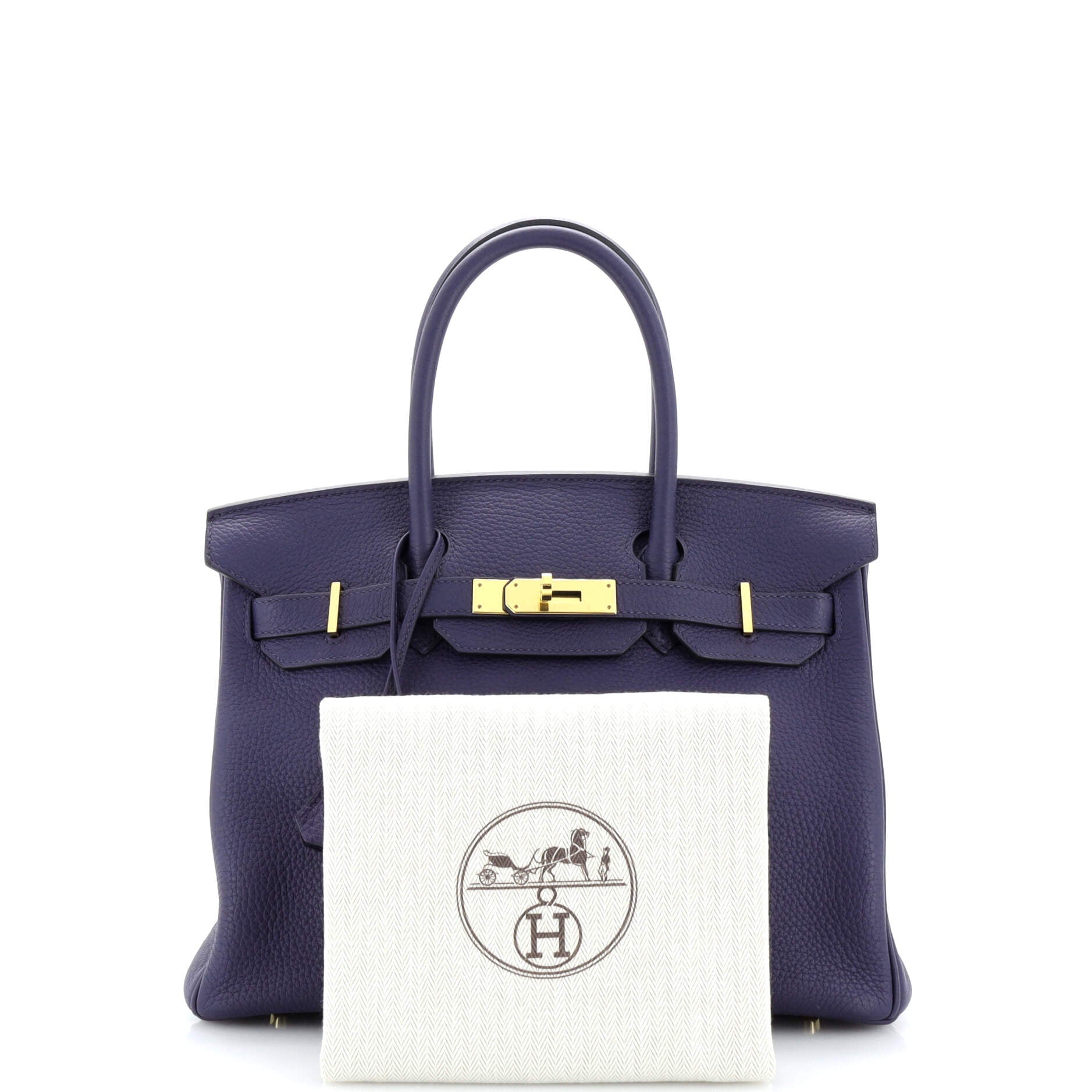 Birkin Handbag Bleu Encre Clemence with Gold Hardware 30