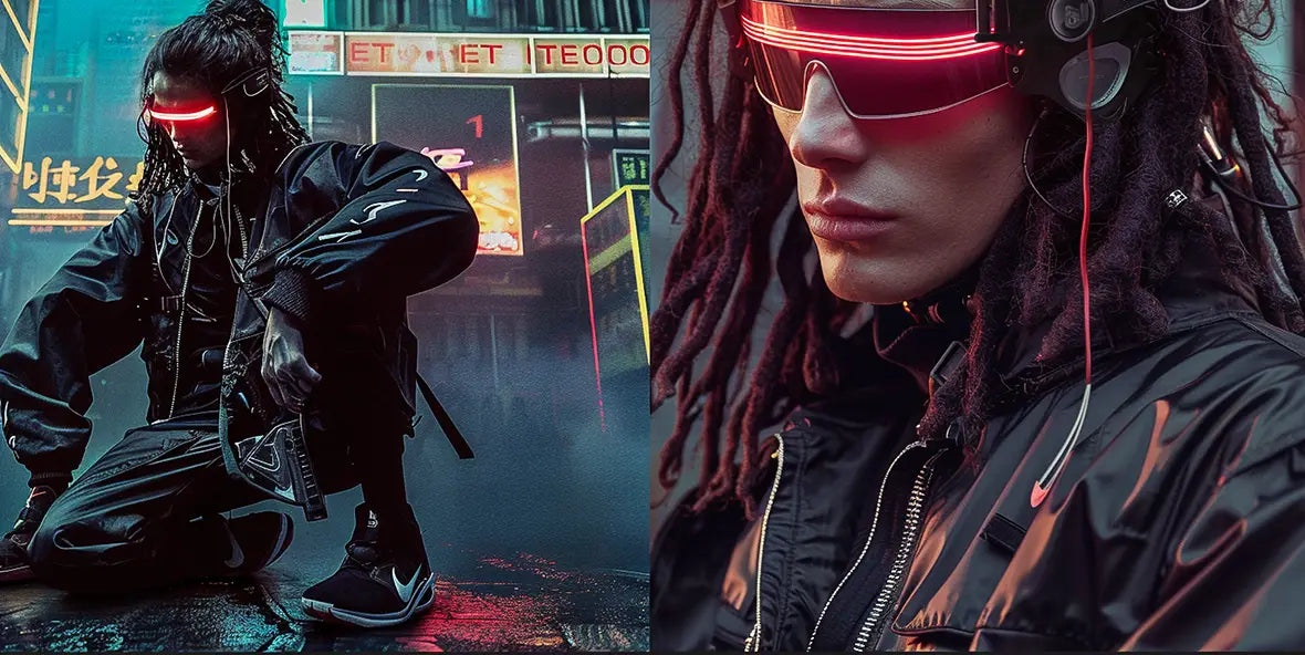 man in cyberpunk clothing