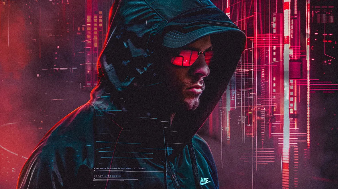 a man in cyberpunk jacket
