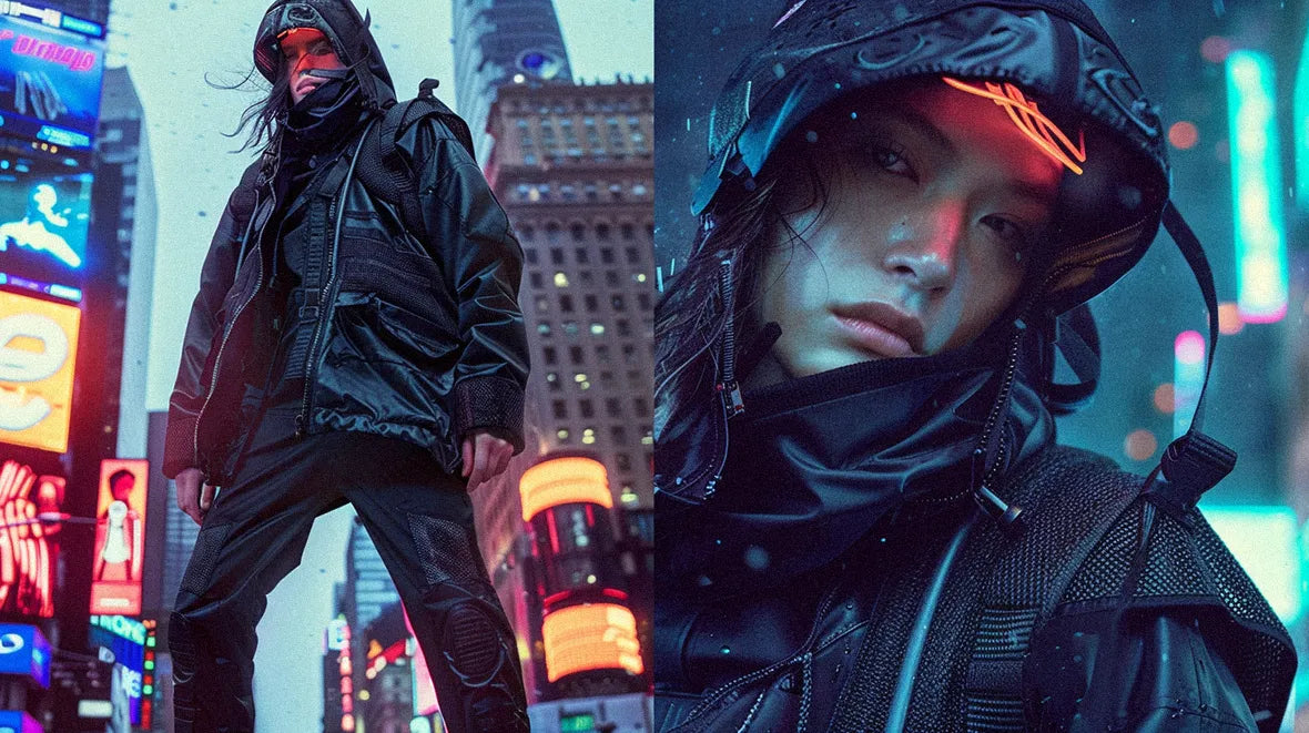 a woman in cyberpunk jacket