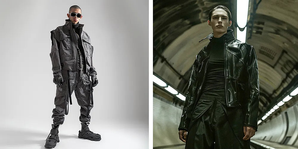two men in cyberpunk outfits
