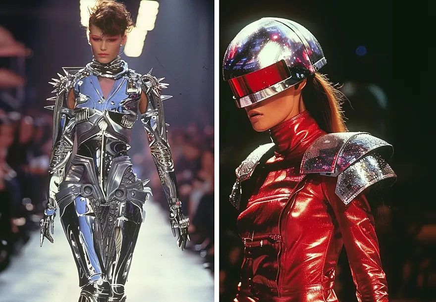 two women in cyberpunk outfit during the 90s
