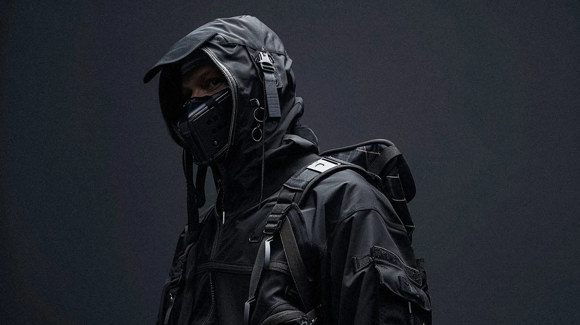 man wearing a techwear jacket