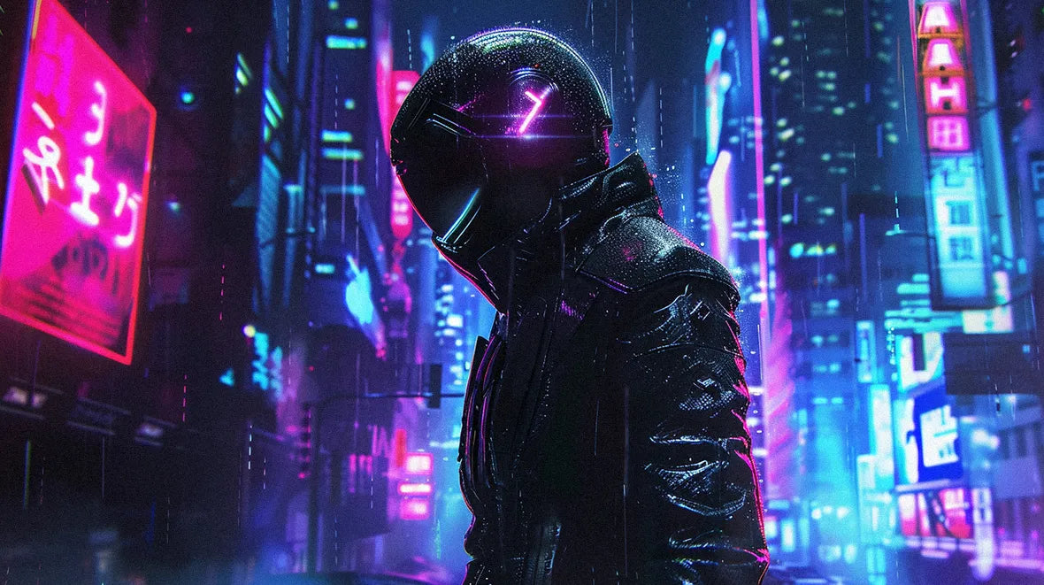 man with a Cyberpunk helmet