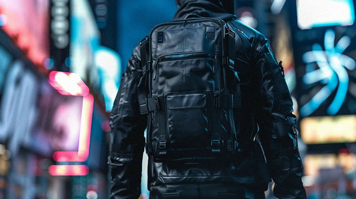 man with a Cyberpunk backpack