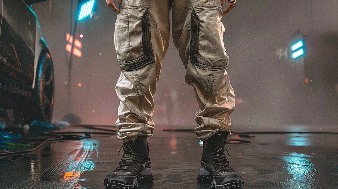 a beige cyberpunk pants