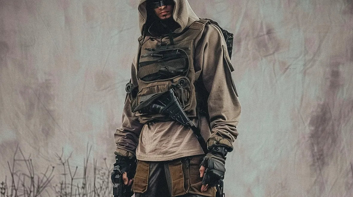 A blend of fashion and functionality in this post apocalyptic clothing outfit.