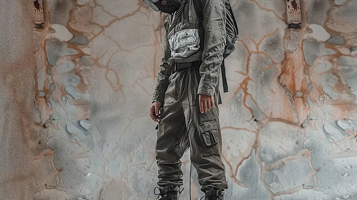 The ultimate post apocalyptic clothing look with armored sleeves and tactical pants.