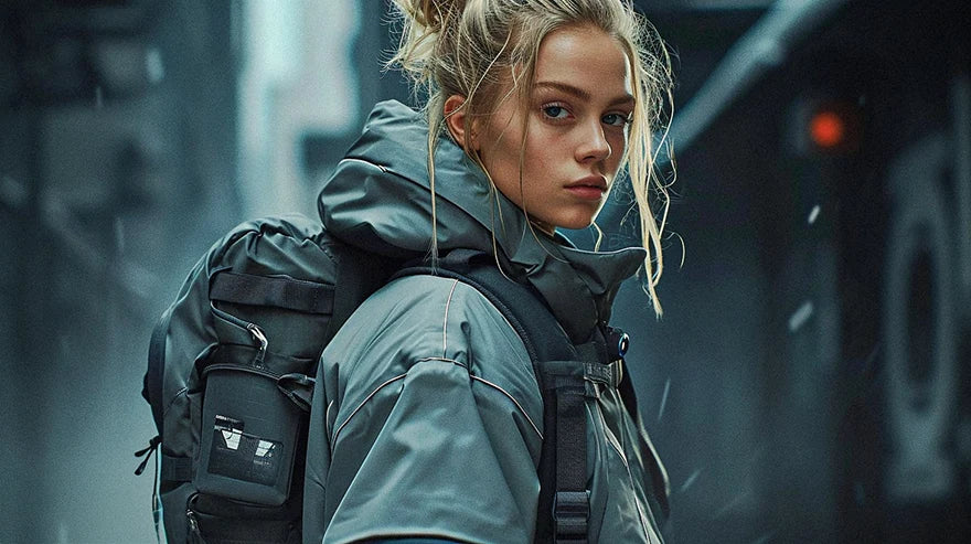 a girl in a techwear outfit