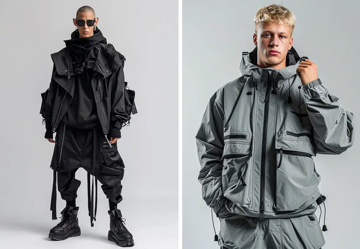 two men in techwear outfits