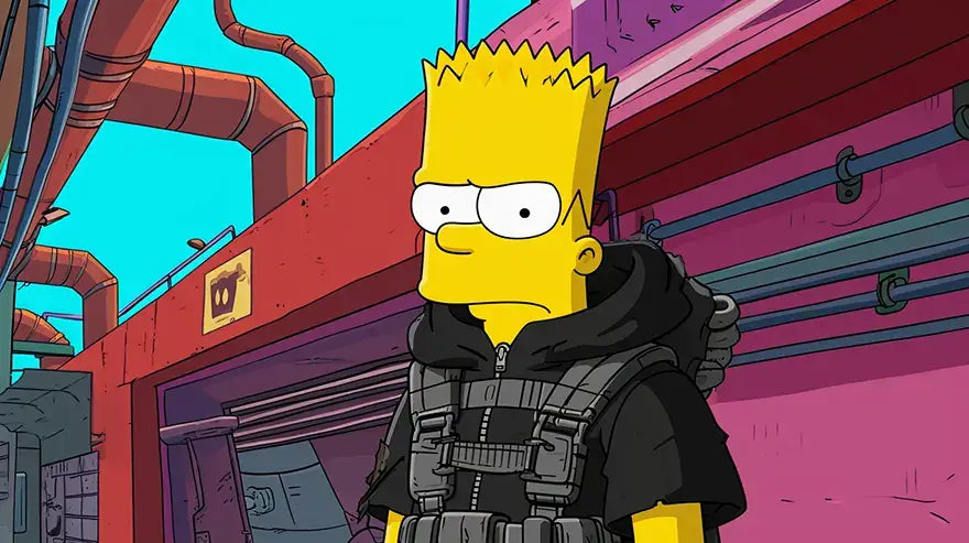 Bart Simpson in a techwear outfit