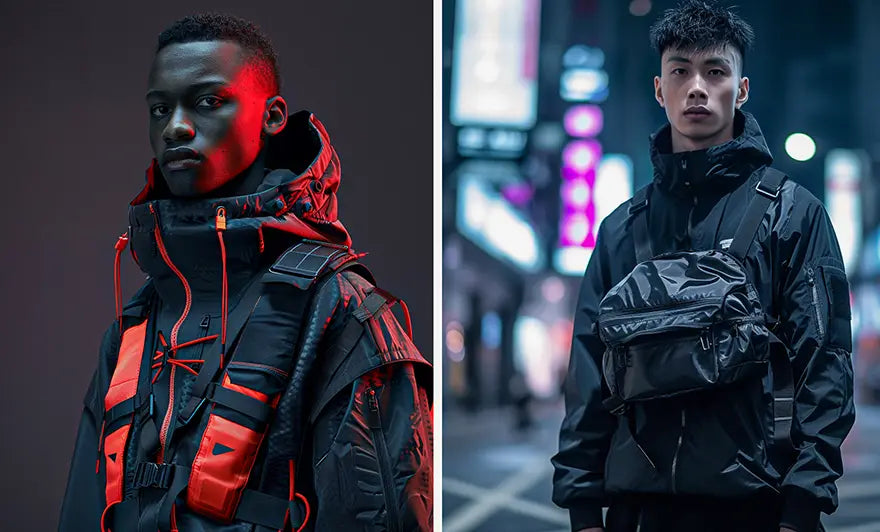 two guys in techwear outfit