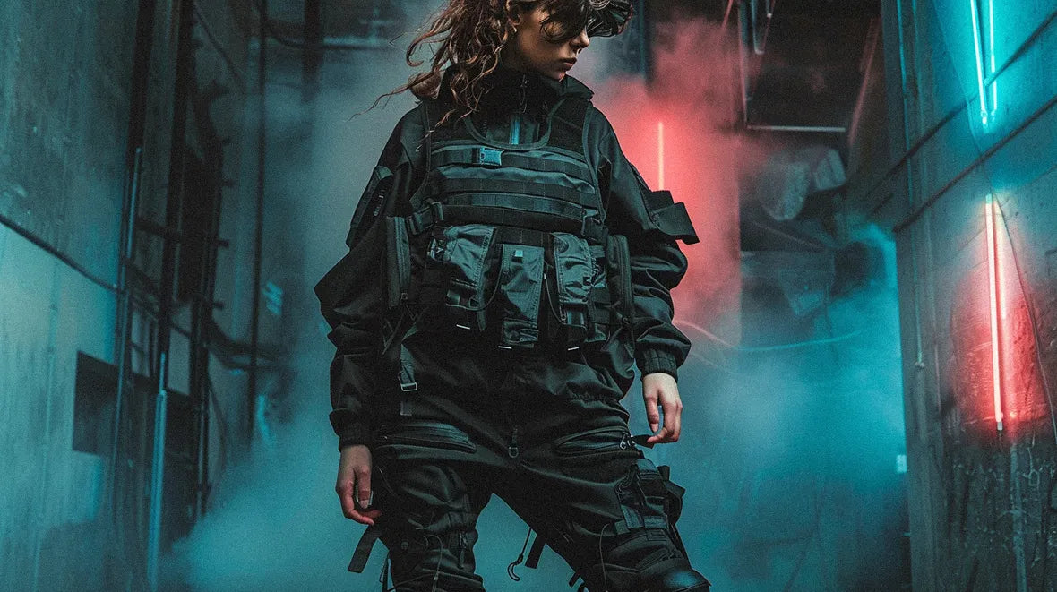 woman in warcore outfit