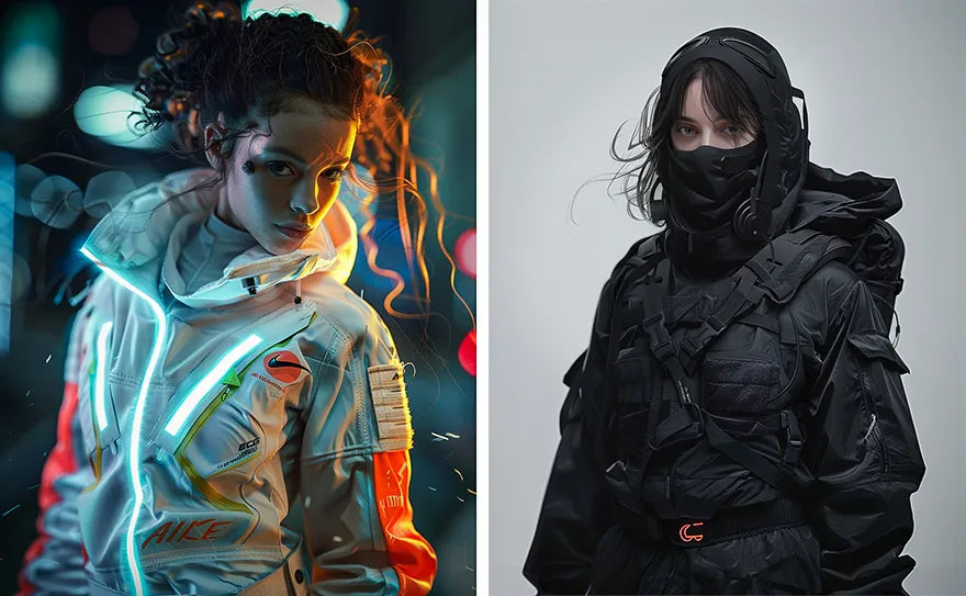 two women in techwear outfits