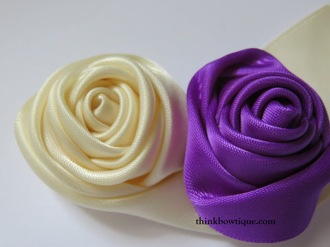 Make a satin ribbon rolled rosette