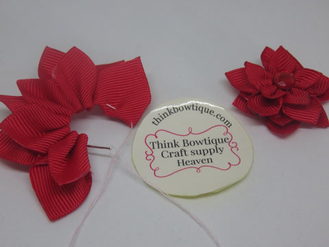 make a Christmas poinsettia flower with ribbon