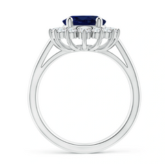 Margalit Rings Our iconic Princess Diana and Kate Middleton inspired blue ceylon sapphire and diamond Created Gemstone Cocktail Ring is set on a 100% 925 Sterling Silver band in silver prongs surrounded by 3mm rounds. This royal jewellery replica is elegant and timeless.