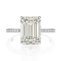 5 carat emerald cut Travel Ring on Pave Sterling Silver band