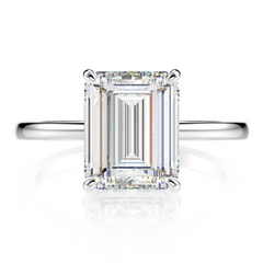 Sofia Richie Grainge Engagement Ring Dupe 6 ct Emerald Cut Diamond Engagement Ring on Sterling Silver band by Margalit Rings