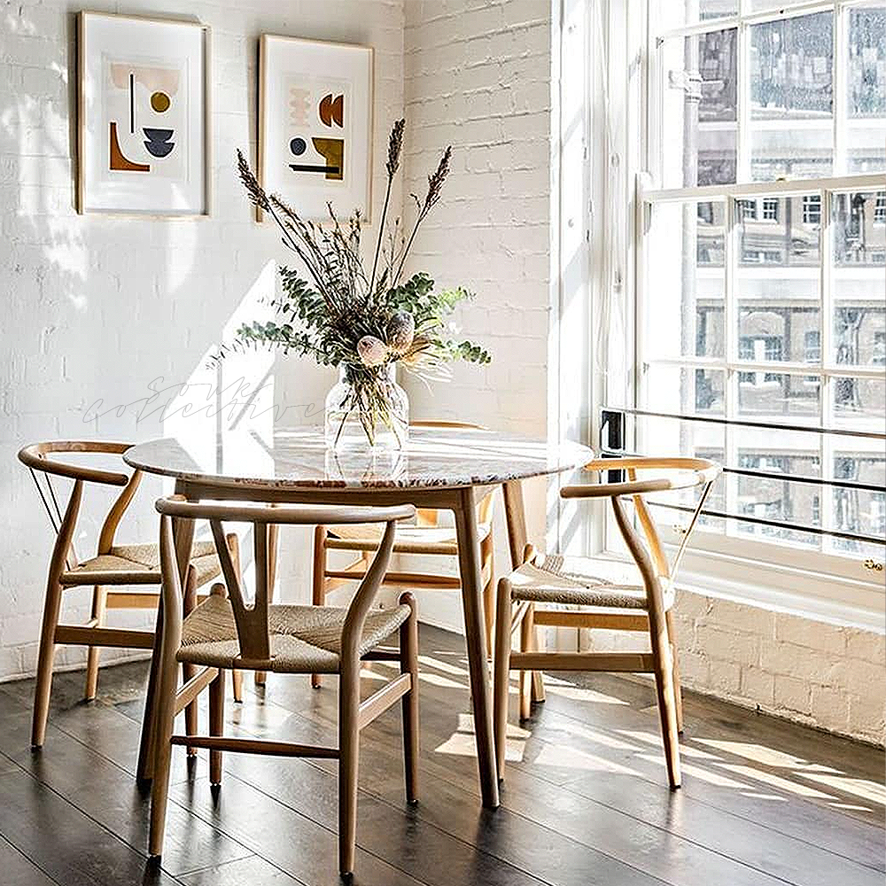 souk collective  wishbone dining chair natural