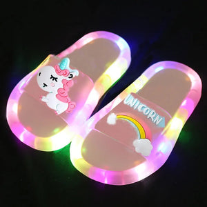 2022 Girl Slippers Children Unicorn LED  Kids Slippers Baby Bathroom Sandals  Kids Shoes for Girl  Boys Light Up Shoes Toddler구두 - Kidz Kompany