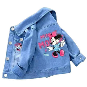 100% New Cotton Baby Girls Denim Mickey Minnie Mouse Jacket Coat Children Kids Flower Printed Outerwear Clothes for 2 4 6 8 9y - Kidz Kompany