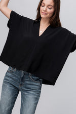 Oversized V-Neck Folded Short Sleeve top