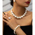 5 Pieces of Women'S Temperament Large Pearl Earrings, Necklaces, Bracelets, Rings, Jewelry Sets, Banquet Parties, Holiday Gifts (111)