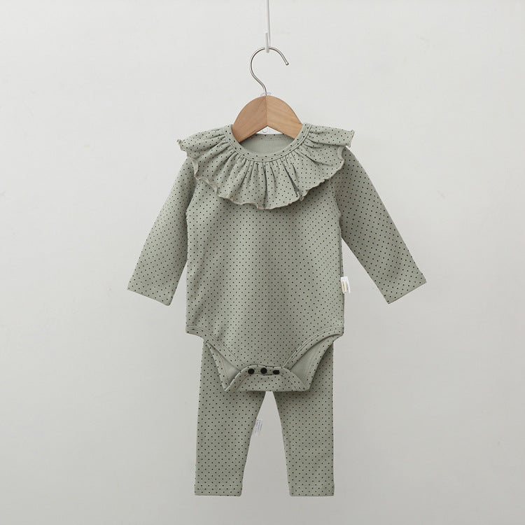 Frilled Baby Romper with Trousers