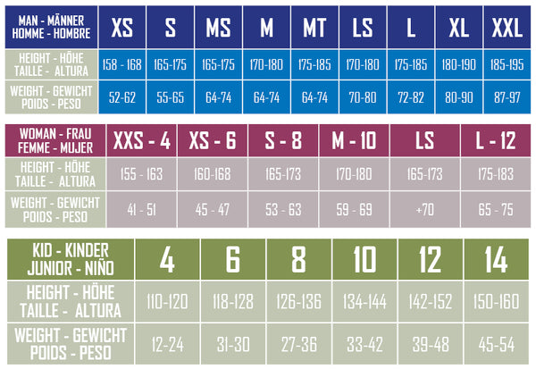 Sooruz Size Chart