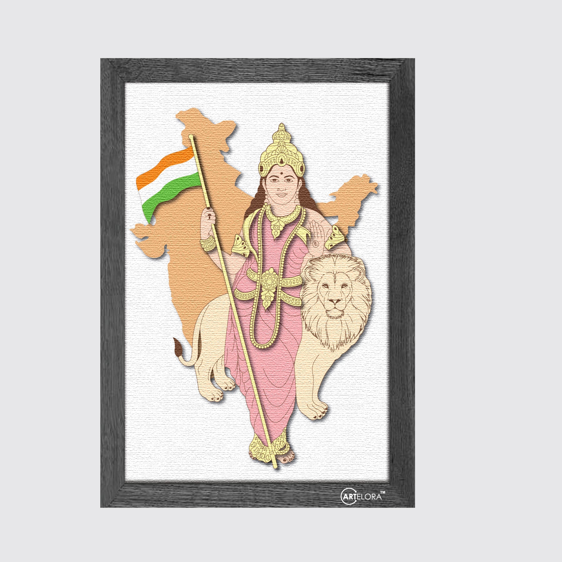 Bharat Mata, India Goddess with indian flag