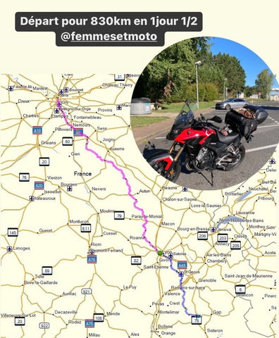 le trajet prévu en Honda CB500X pour rejoindre le festival femmes et moto