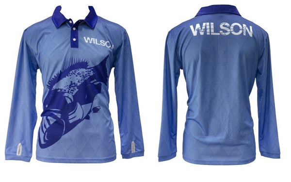 Team Wilson Green Tournament Long Sleeve Fishing Shirt with Collar - U