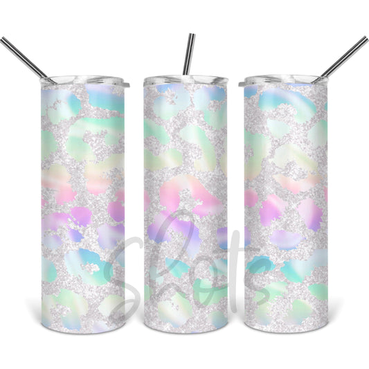 Leopard bottom Plain - 20 oz Skinny Tumblers w/ Lid and Straw