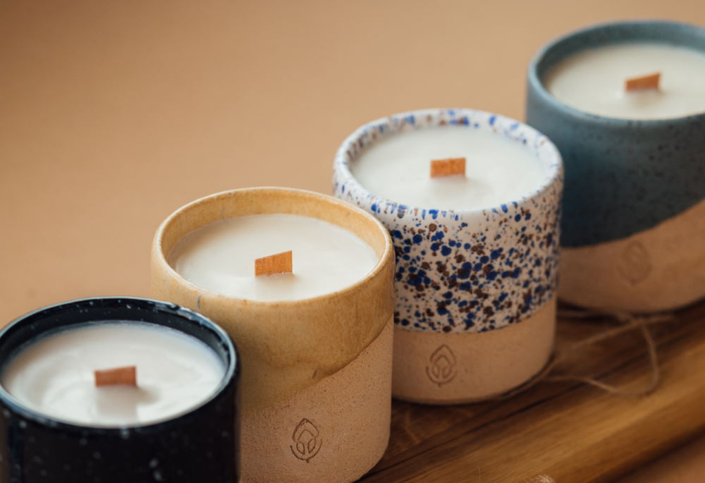 hand made candles exemplifying sustainable corporate gifts
