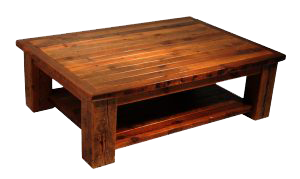 A coffee table with open storage beneath the tabletop.