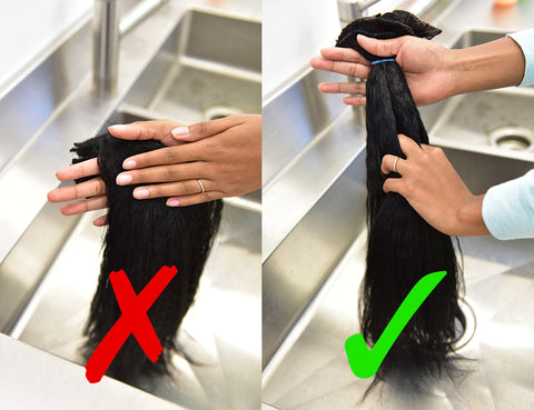 hair extensions wash clip way avoiding apply clips bottom easiest through
