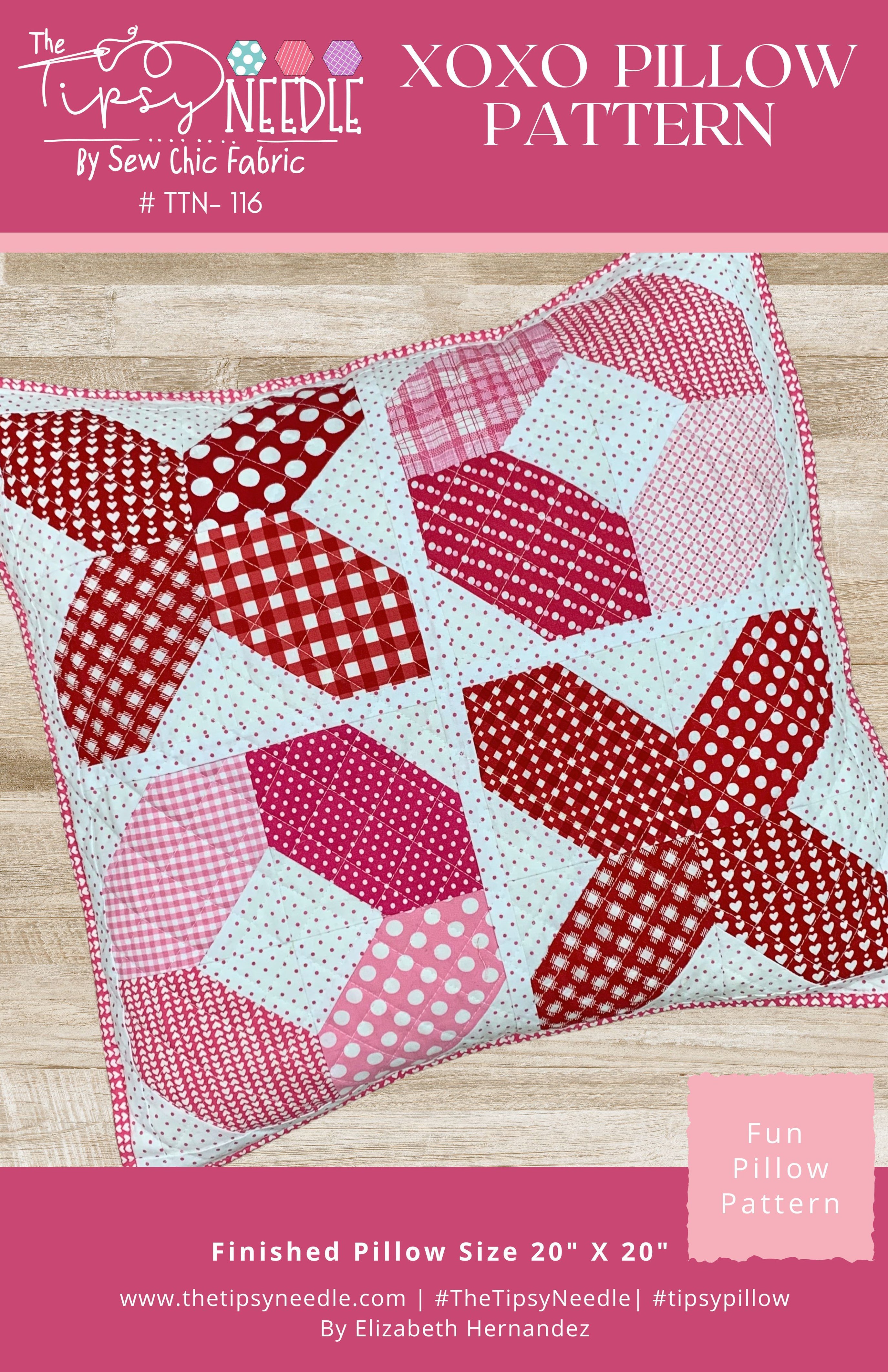 TTN-116 XOXO Valentines Pillow Digital Quilt Pattern
