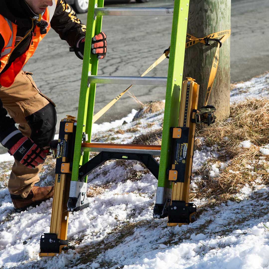 Ladder being anchored from bottom