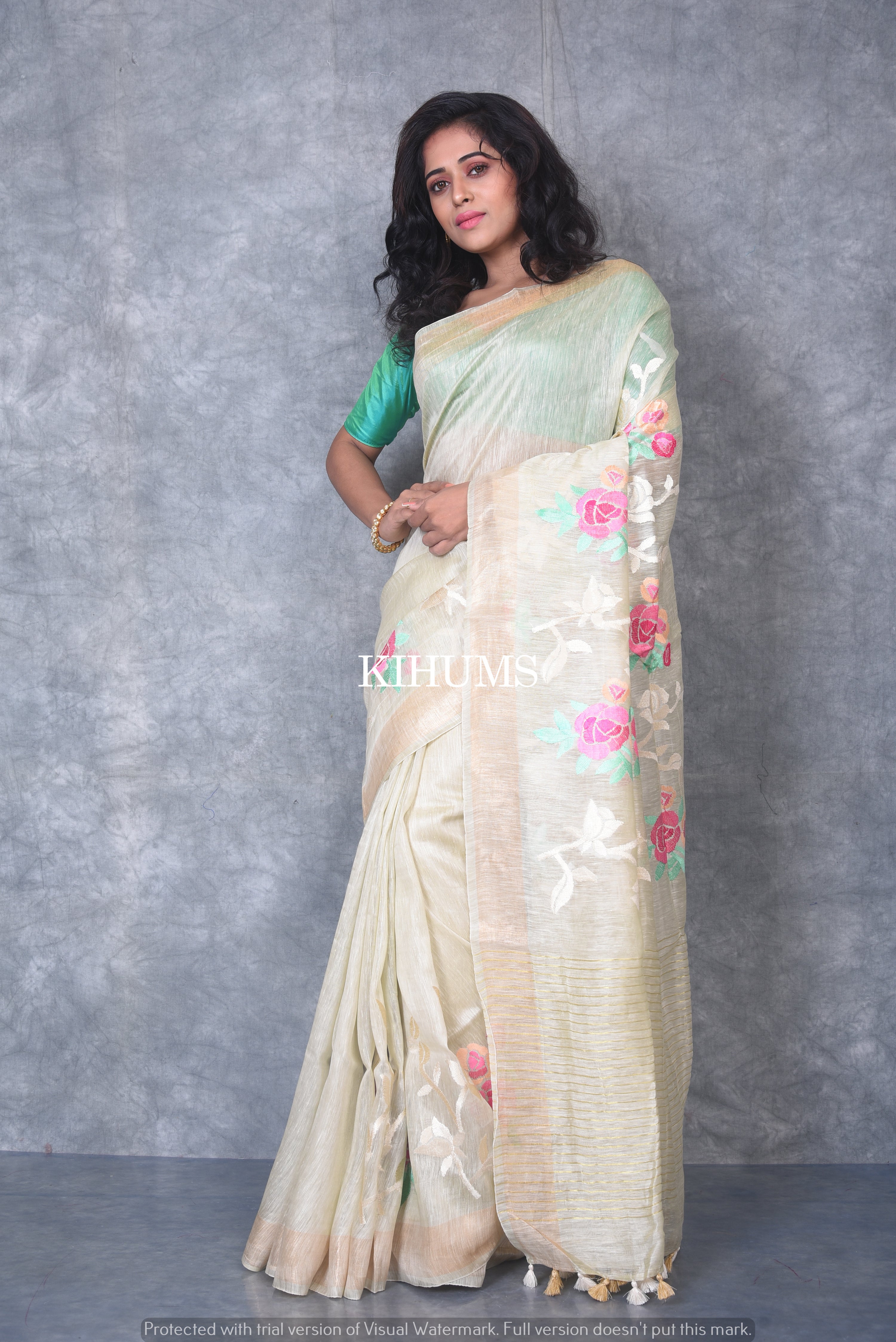 Cream and Maroon Silk Saree | Saree, Silk sarees, Sari