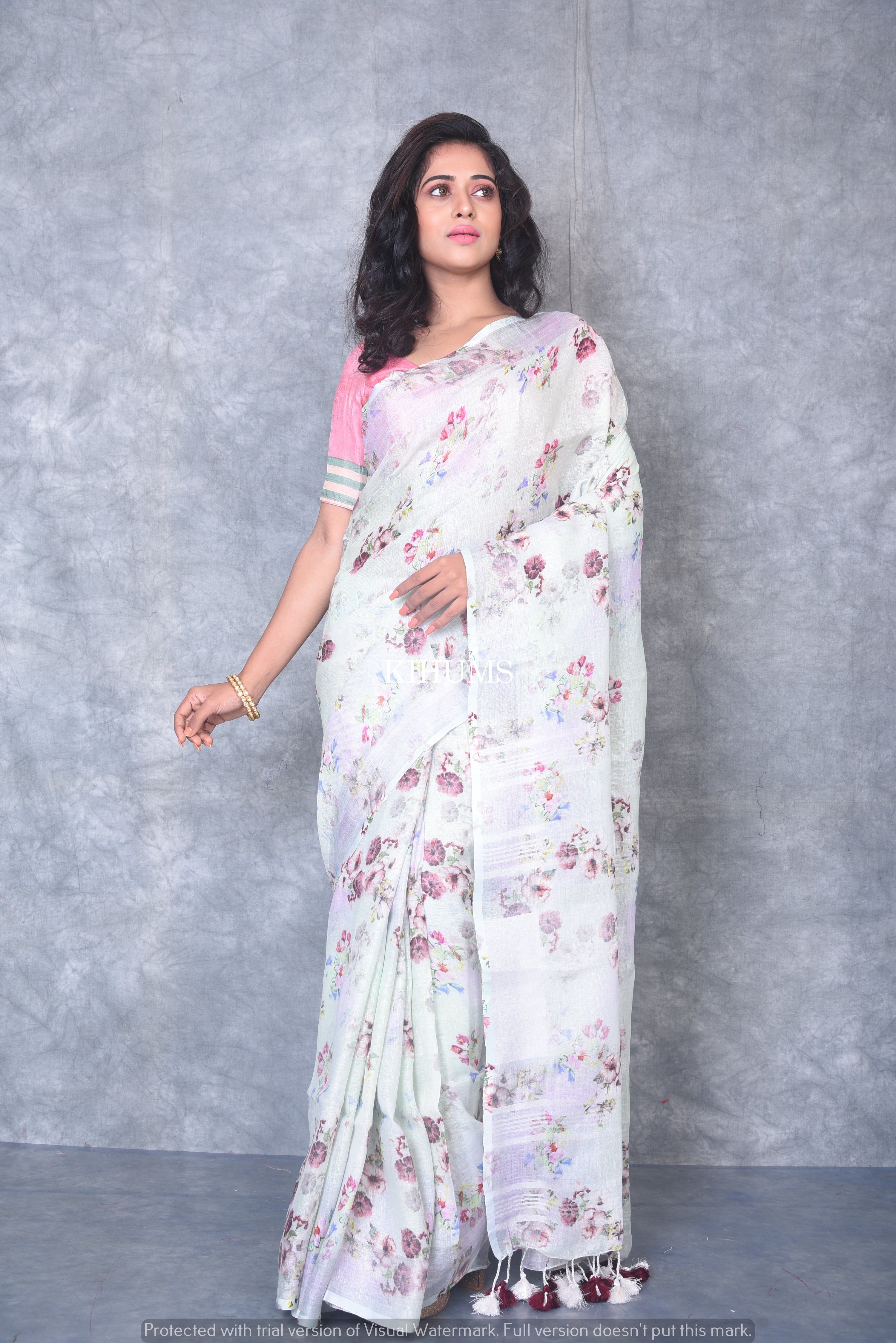 Buy White Linen Saree online-Karagiri – Karagiri Global