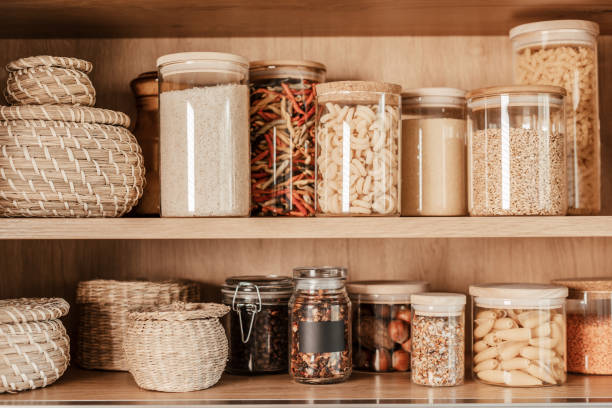 Organized antry with glass jars