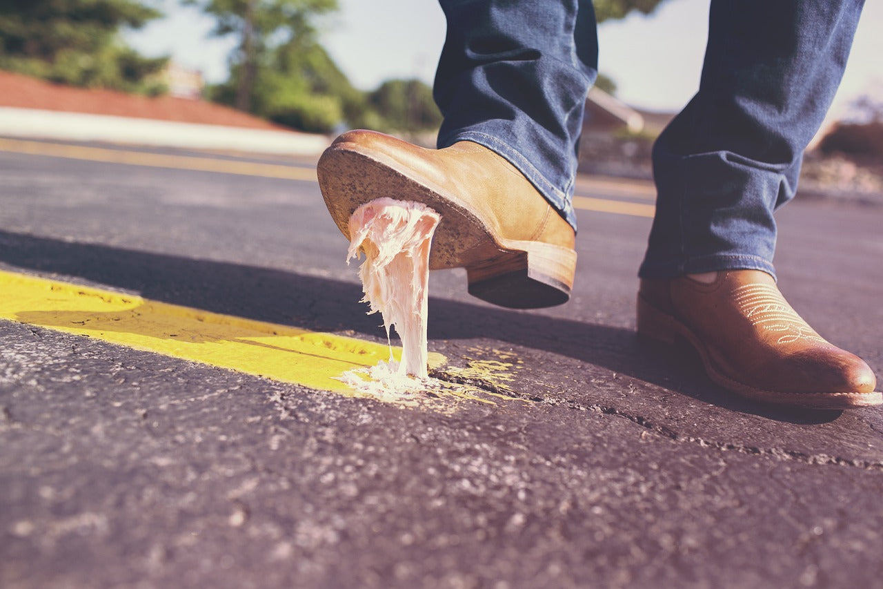 chewing gum stuck on shoe