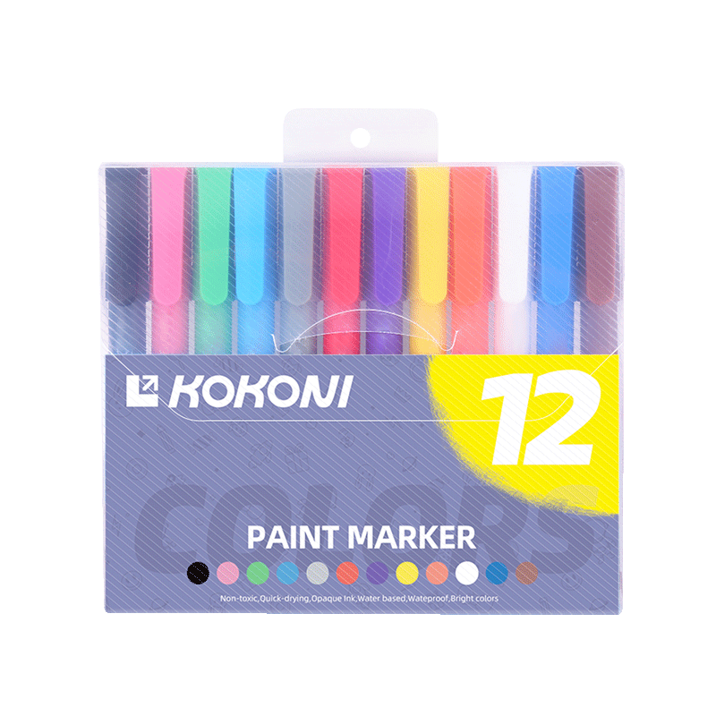 KOKONI 12 Colors Acrylic Paint Marker Set, Water Based, for 3D